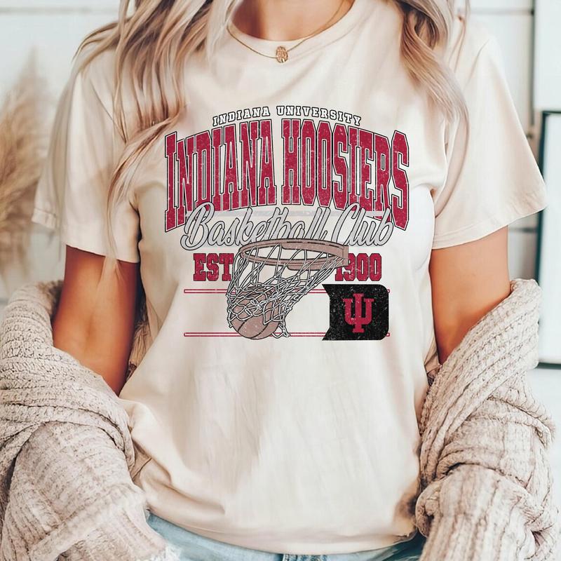 Vintage Indiana Hoosiers NCAA Division I Men's Basketball Shirt, Indiana University NCAA College Basketball Shirt, Crewneck, Cotton, Shirt