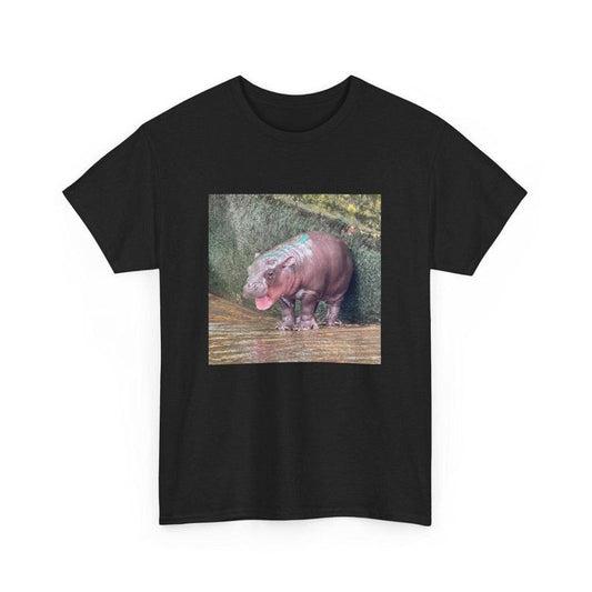 Moo Deng Unisex Heavy Cotton T-Shirt, Baby Hippo T-Shirt, Gift For Her, Gift For Him Fabric Top Cotton