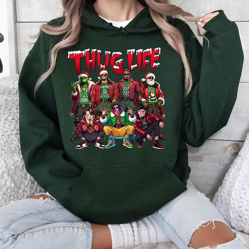 THUGLIFE Christmas Shirt, Christmas Movies Shirt, Xmas Graphic Tee Comfort Cotton