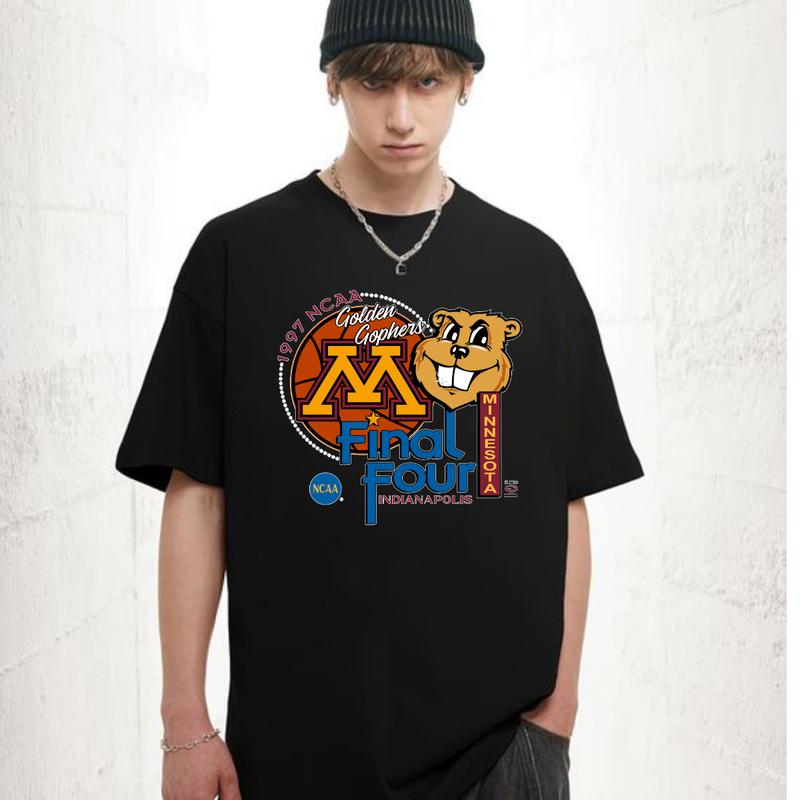 NCAA Final Four Indianapolis Minnesota T-shirt Basketball Top Menswear Fitted Medium Short Sleeve Street Style Tee Underwear Streetwear 90s vintage