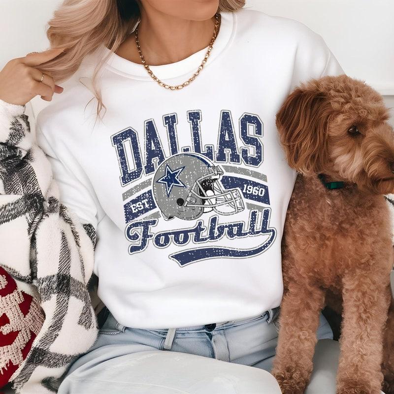 Retro Dallas Football Shirt, Cowboys Team Shirt, Vintage Texas Shirt, Dallas Football Tee, Cowboys Shirt, Oversized Dallas Team T-shirt Casual Cotton