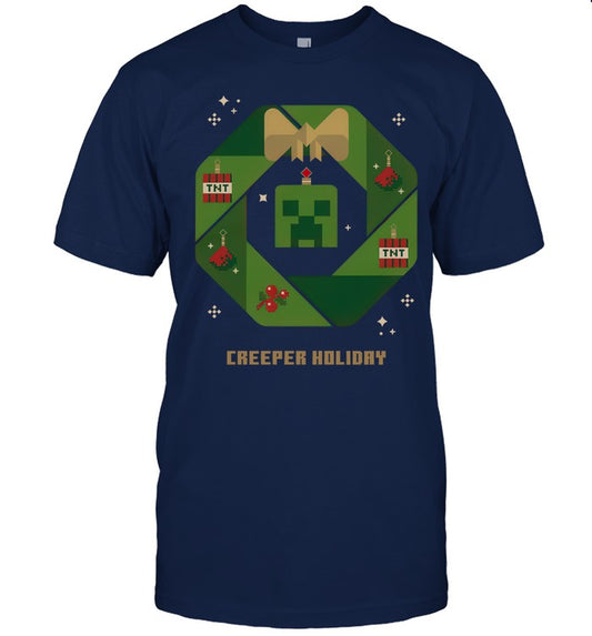 Limited Minecraft Creeper Holiday Wreath Shirt