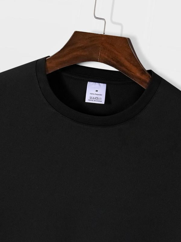 Men's Letter Print Round Neck Tee, Summer Short Sleeve Crew T-Shirt for Casual Days, Trendy Graphic Tees for MenÃ¢â‚¬â„¢s Warm Weather Fashion