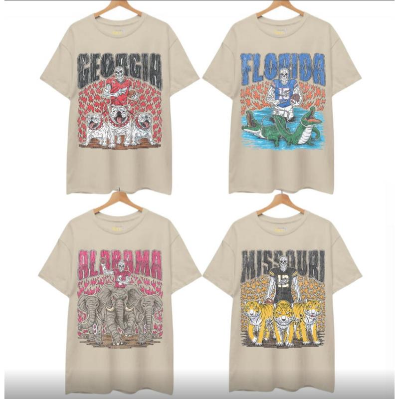 ALL NCAA College Team T-shirt, Skeleton Graphic T-shirt, NCAA College Apparel, Game Day Shirt, Gifts For Football Fan O10UC