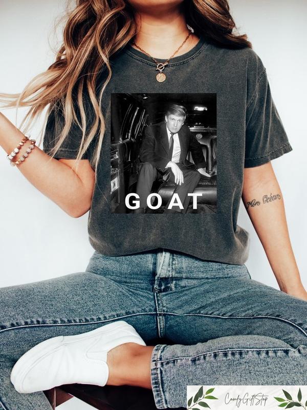 Trum 2024 Tee, Trum Goat Unisex Tee, I Stand With Trump, Trum Shooting Shirt, Trum Rally Shirt, Trum Assassination Tee, Trum Lover Tee, Short Sleeve Summer Fashion Hip Hop Streetwear Style, Y2k 2000 Shirt, Gift Idea