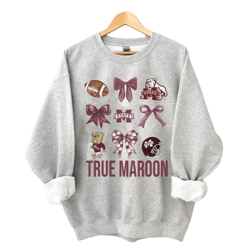 Mississippi State Bulldogs Football Coquette Sweatshirt, Vintage College NCAA Unisex Pullover Sweatshirt, Football NCAA Sweatshirt, Shirt for Fan Foot