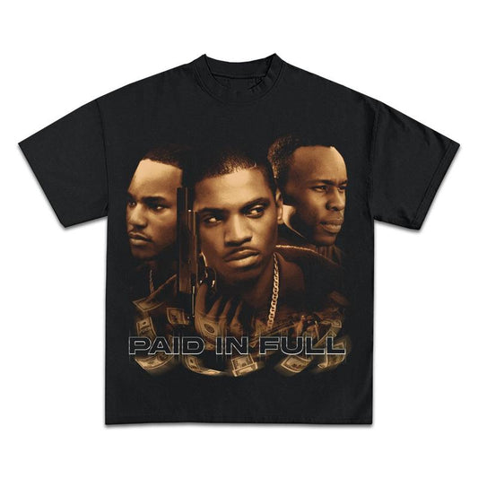 PAID IN FULL VINTAGE GRAPHIC BOOTLEG T-SHIRT - STREETWEAR Casual Crewneck Short Sleeve Tee