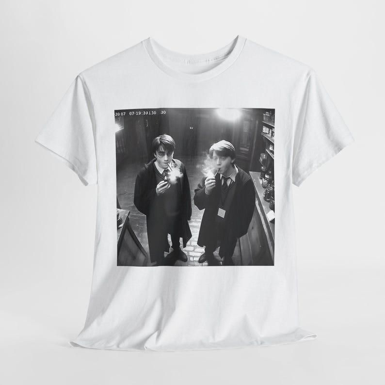 Harry and Ron Sm0.k.i.n.g Shirt Potter Tshirt Wizarding Fan Shirt Potterhead Christmas Birthday Gift Potter Book Funny 90s Vintage Meme Shirt