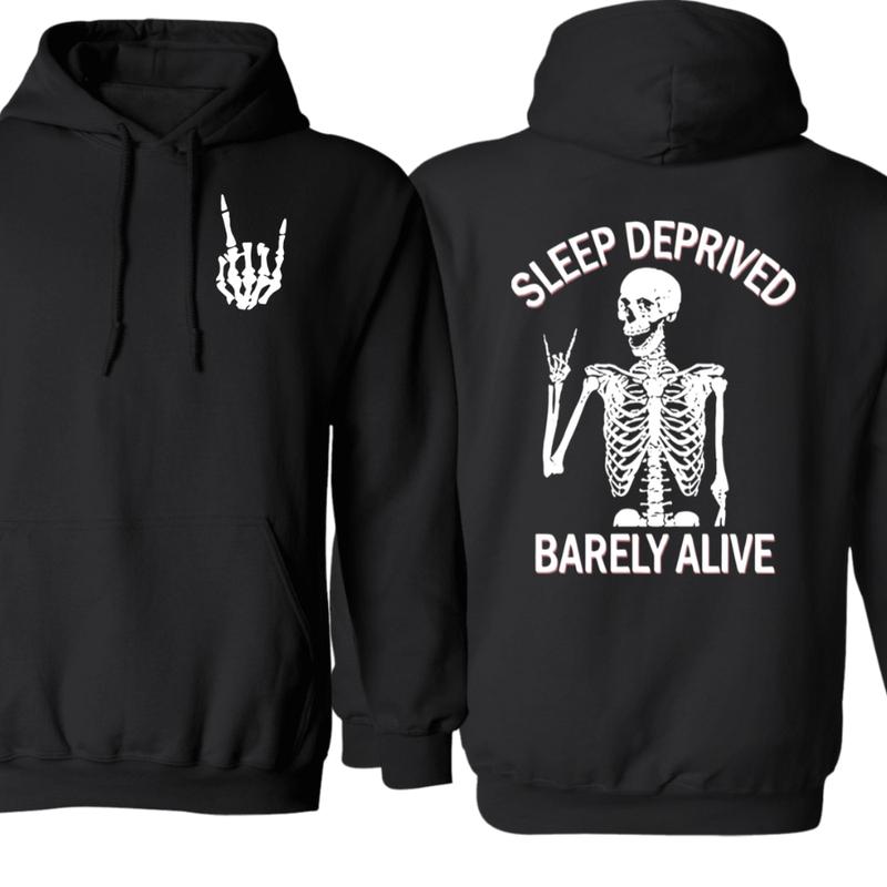 Sleep Deprived Barely Alive Gildan-Unisex Both Side Printed Hoodie Cotton Classic Fabric