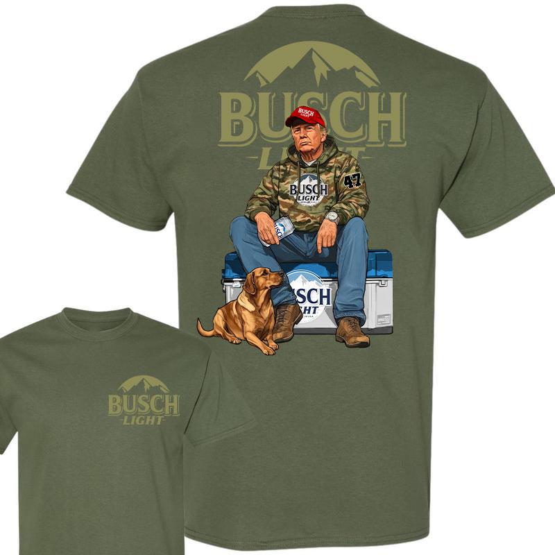 Busch Light Trump Hunting Camo Unisex shirt, Trump won 47th president Election 2024 shirt, Busch Light Fuel Hand Drill Dog Hunt Tee, Trump With Local Boy Cotton shirt Full Color Full Size