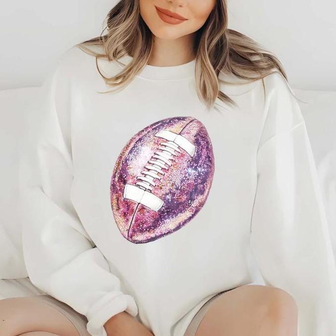 Pink Football Graphic Printed Sweatshirt, Game Day, Football mama, Football girly, Football Season, Football Preppy, Full Sizes, Full Colors, Cotton R