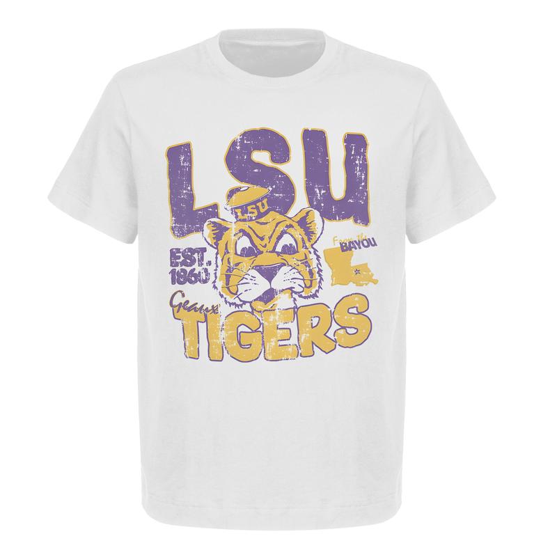 LSU Geaux Tigers Est. 1860 Bayou Crew Neck T-Shirt - Vintage Gildan 5000 Heavy Cotton Tee for Men & Women | Ideal for College Football Fans