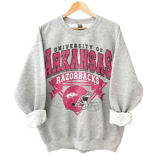 Arkansas Razorbacks Vintage NCAA Sweatshirt, Unisex Razorbacks Football Shirt, Classic Sport Hoodie for Fans, Cotton Casual Shirt, T-Shirt