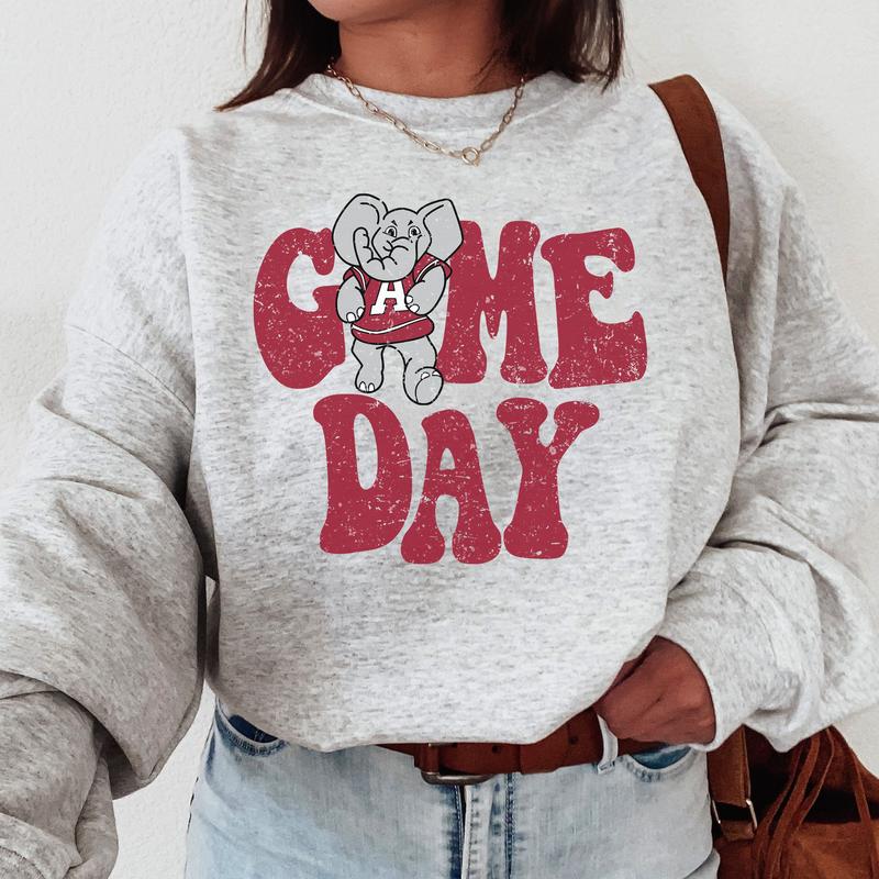 33. Alabama Crimson Tide Vintage NCAA Football Sweatshirt, College Game Day Apparel, Classic Sports Team Gift