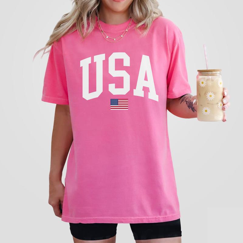 USA Flag Shirt, 4th of July Shirt, Big USA Tshirt, USA Comfort Shirt, USA Flag Comfort Tee, Usa Comfort Colors Tee, Usa Shirt, Retro USA T-Shirt, Independence Day Shirt, Retro 4th Of July Outfits, Independence Day Parade Outfits, Women Top