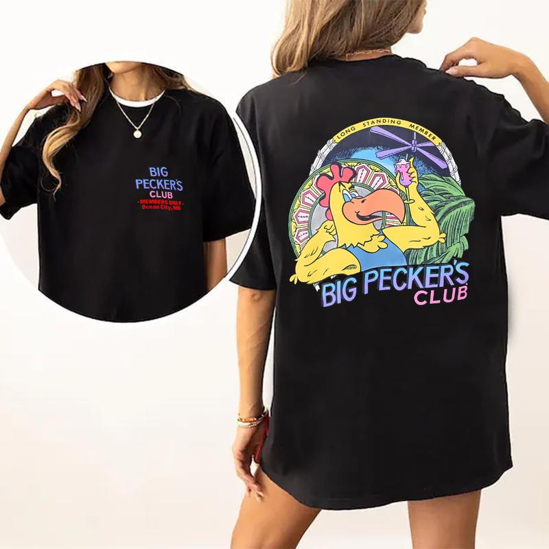 Big Peckers Club Ocean City Maryland Member Only Rooster Funny t-shirt Large,Funny Tee, Vintage Tee, Unisex