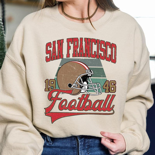 San Francisco Vintage Football Crewneck Sweatshirt, Classic Football Gift for Sports Fans, Unisex Collection, Cotton Comfort Wear, Vintage Style