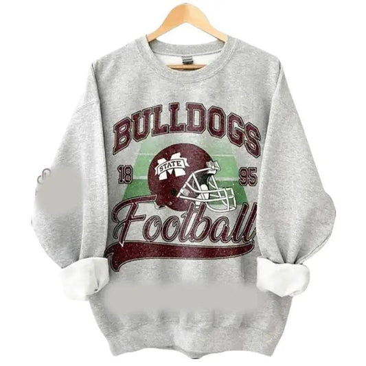 Mississippi State Bulldogs Vintage Football NCAA Sweatshirt, Vintage NCAA University State Shirt Menswear Hoodie Tops Pullover