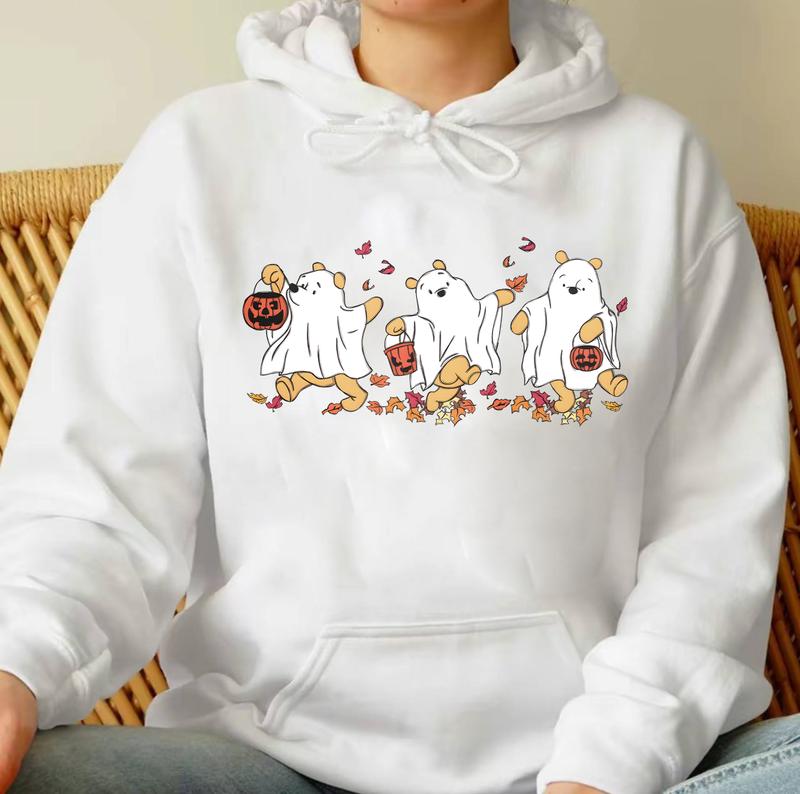 Halloween Winnie The P00h Ghost Shirt, Sp00ky Season Shirt, Halloween Women's Shirt, Cute Fall Autumn Leaf TShirt Unisex