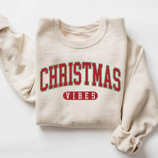Christmas Vibes Sweatshirt, Womens Christmas Sweatshirt, Holiday Sweater, Cute Christmas Sweatshirt, Christmas Gift, Winter Shirt