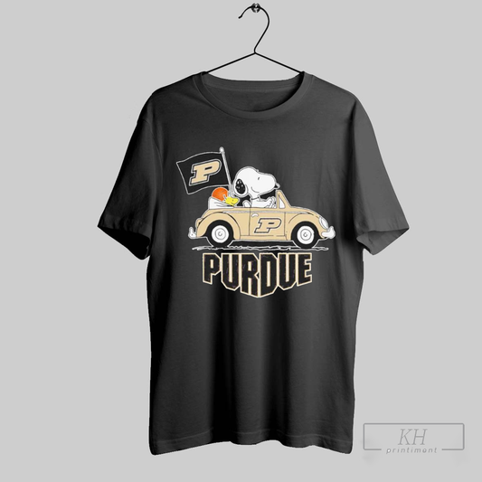 Snoopy And Woodstock Driving Car Purdue Boilermakers Flag 2025 T Shirt T Shirt