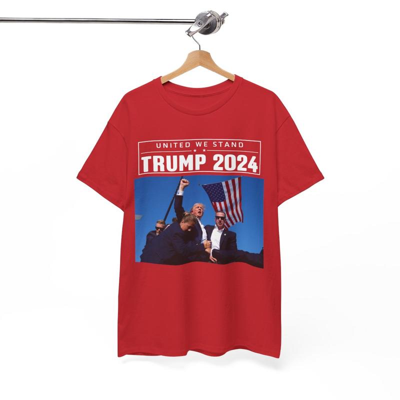 Trump United We Stand - Trump 2024 - Trump Rally Shooter Tshirt - Trump You Missed - Trump Survived - USA Freedom - Donald J. Trump Unisex Heavy Cotton Tee