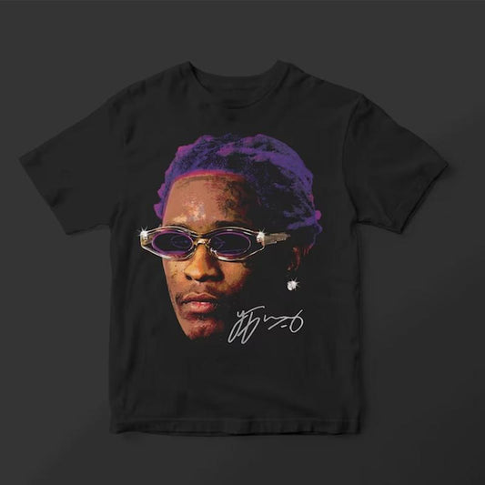 Young Thug Face T-Shirt Purple, Vintage Young Thug Inspired Graphic Tee, Hip Hop Music Fans T-Shirt, Urban Fashion Trend Apparel