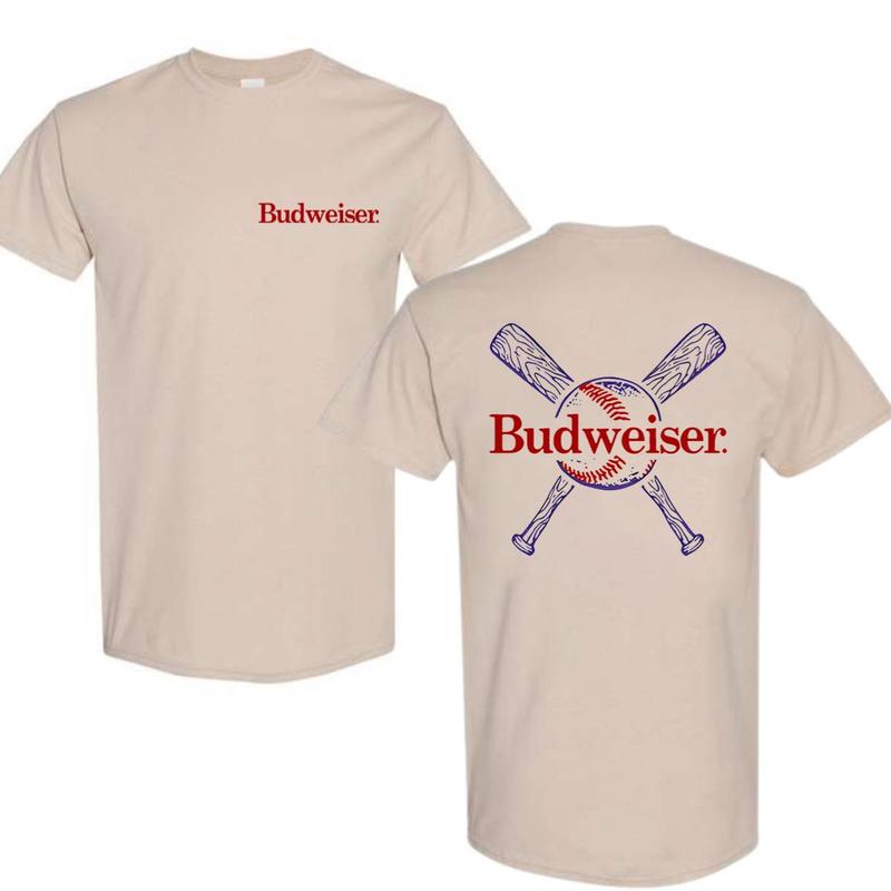Budweiser cross bats casual fit t-shirt, trending summer 2024 tee, sustainable fashion tee