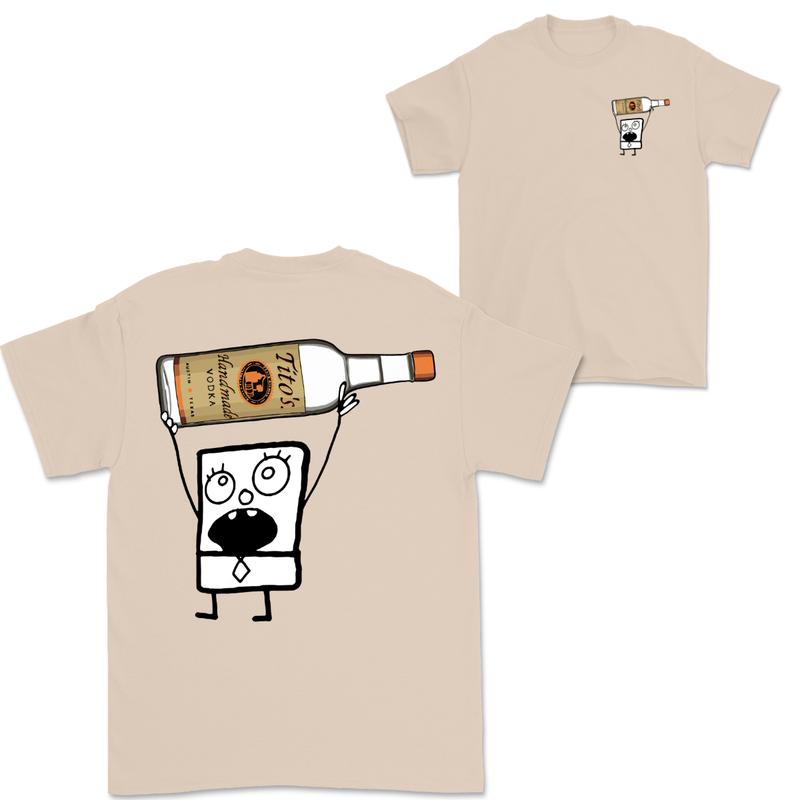Doodlebob Titoâ€™s Vodka Drawing 2 Sided T-Shirt, Funny Drinking T-Shirt, Summer T-Shirt, Full Color T-Shirt, Unisex T-Shirt, For Men, For Women, Gift For All Menswear Top