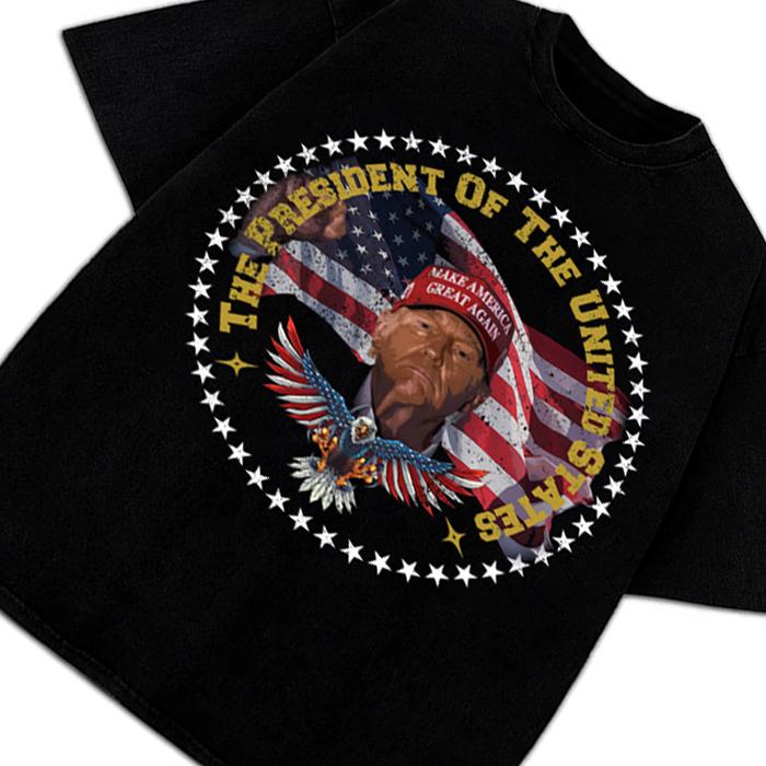 Donald Trump Wins POTUS The President 2024 Victory Custom Graphic T-Shirt Maga President Trump Winner Graphic Tee