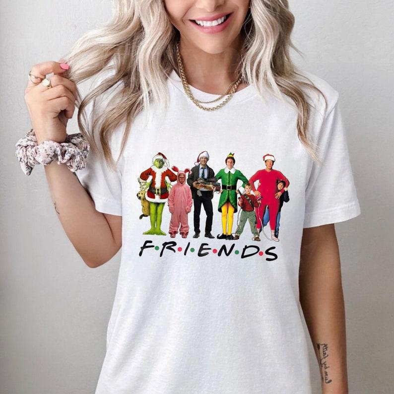 Christmas Friends Movie Characters Sweatshirt, Friends Movie Christmas T-Shirt Sweatshirt Hoodie, Vintage Movie Shirt, Xmas Gift Sweater, Friends Fan