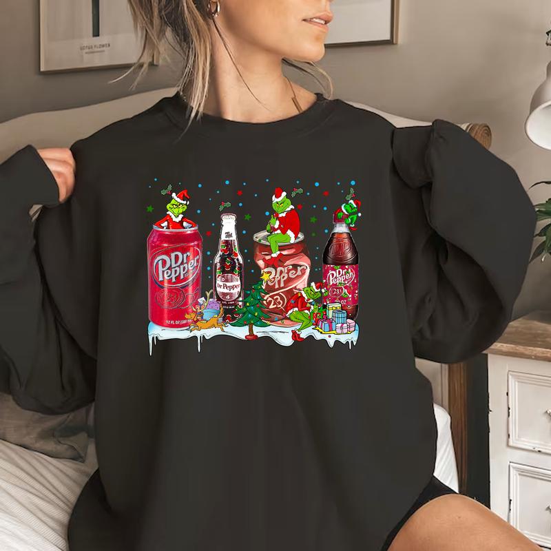Grlnch Dr Pepper T-shirt Sweatshirt Hoodie, Grlnch Merry Christmas Sweatshirt, Grlnch Dr Pepper Lovers Tee Hoodie Gift For Xmas