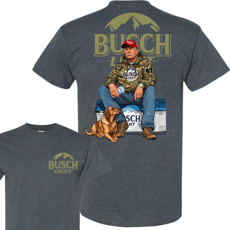 Busch Light Trump Hunting Camo Unisex shirt, Trump won 47th president Election 2024 shirt, Busch Light Fuel Hand Drill Dog Hunt Tee, Trump With Local Boy Cotton shirt Full Color Full Size