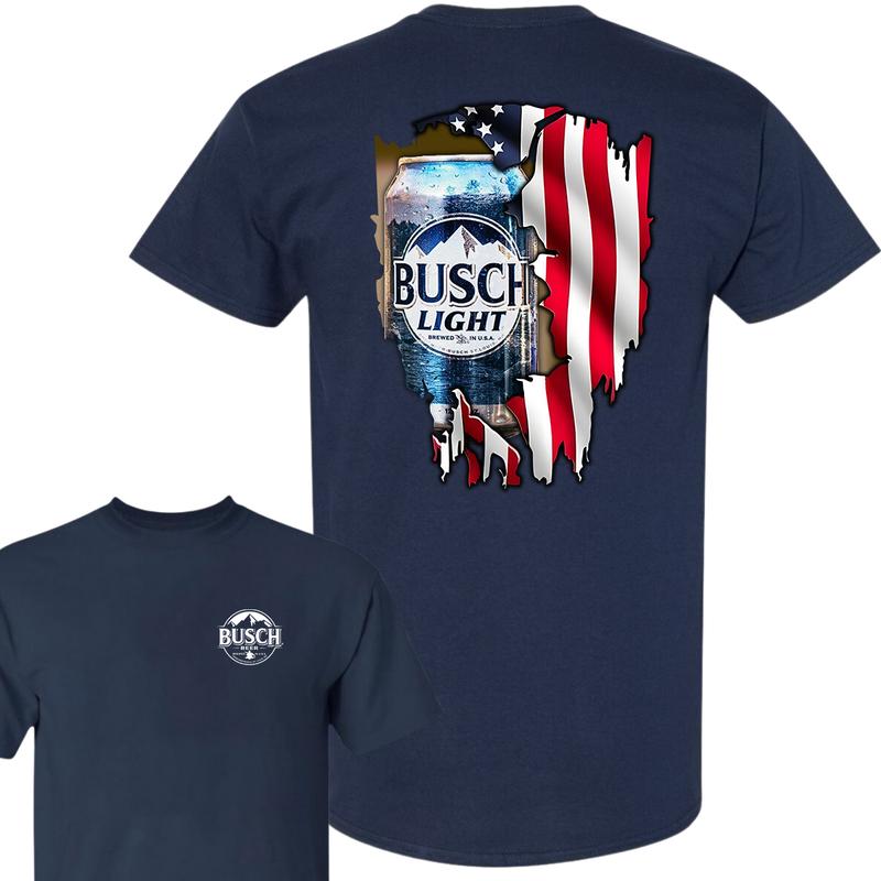 Busch Light Logo Flag T-Shirt, Summer T-Shirt, Full Color T-Shirt, Unisex T-Shirt, For Men, For Women, Gift For All
