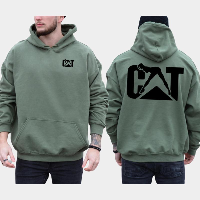 Men's Cat With Woman Hoodie 2-Sided, Cat Women Sweatshirt for Men, Cotton Long Sleeve Pullover, Funny Adult Humor Tops, Classic Casual Menswear