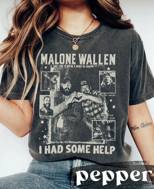 Vintage Y2K I Had Some Help shirt, Country Music, Post Wallen shirt It takes two to break a heart in two shirt, Morgan Malone Top Womenswear Underwear