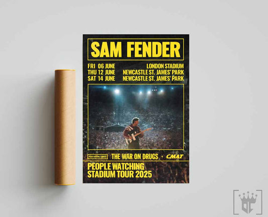sam fender people watching 2025 uk stadium tour london newcastle poster print