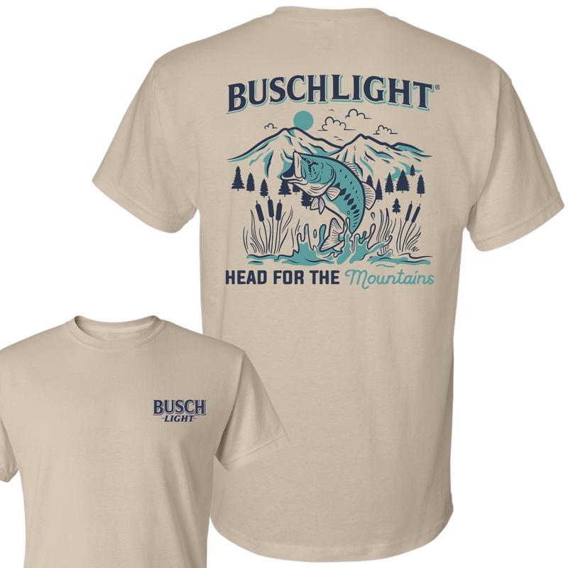 Busch Light Head For The Mountains Fishing T-Shirt, 2 Side T-Shirt, Full Color, Trendy To Timeless, For Men, For Women