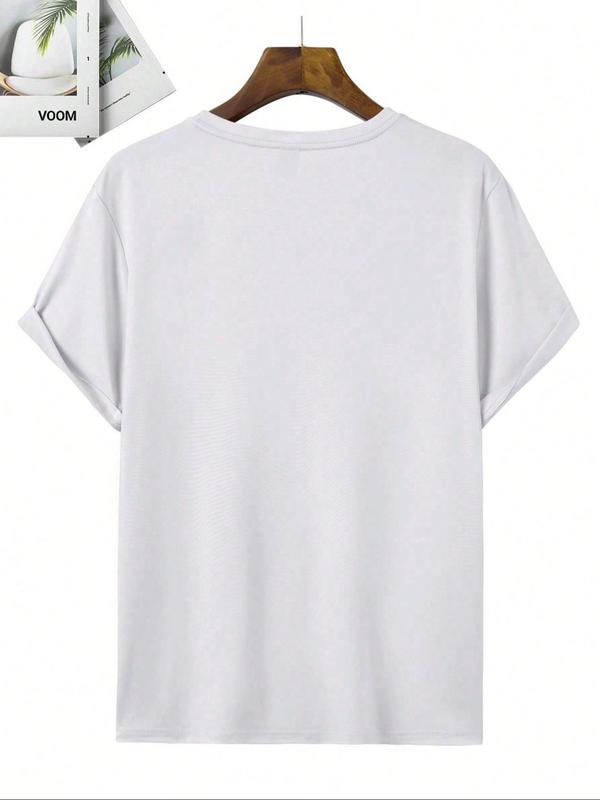 Men's Letter Print Round Neck Tee, Summer Clothes, Regular Fit Casual Short Sleeve Crew Neck T-shirt for Summer, Graphic Tees, Men's T Shirts, Summer Clothing, Fashion Men's Top for Daily Wear