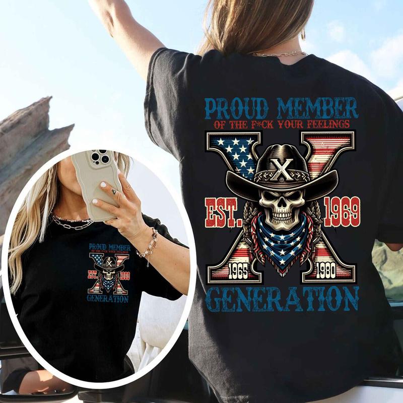 Custom Year Est.1969 Generation X 2 Side Shirt - Vintage 90s GenX 1965-1980 Skull T-shirt -GenX Skull T-shirt