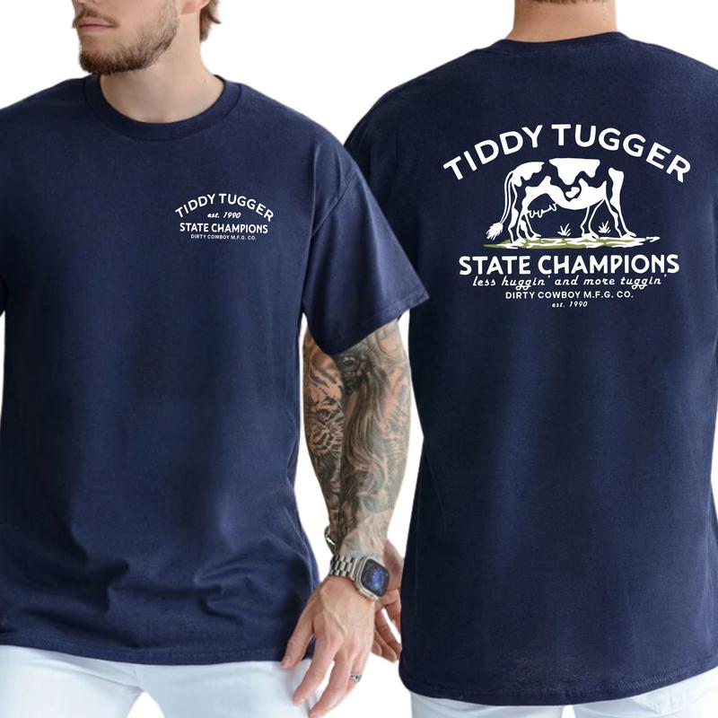 Vintage TIDDY TUGGER 1990 State Champions 2-Sided Shirt for Men, Men's Cowboy Tee, Cow Lover Gift Ideas, Classic Menswear, Soft Tshirt Cotton Tops