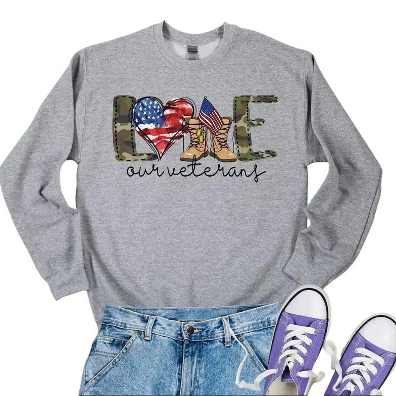 Love Our Veterans Sweatshirt, Memorial Day Sweatshirt T-shirt Hoodie, Independence Day Gift, American Flag Shirt, Patriotic Shirt, Veteran Shirt