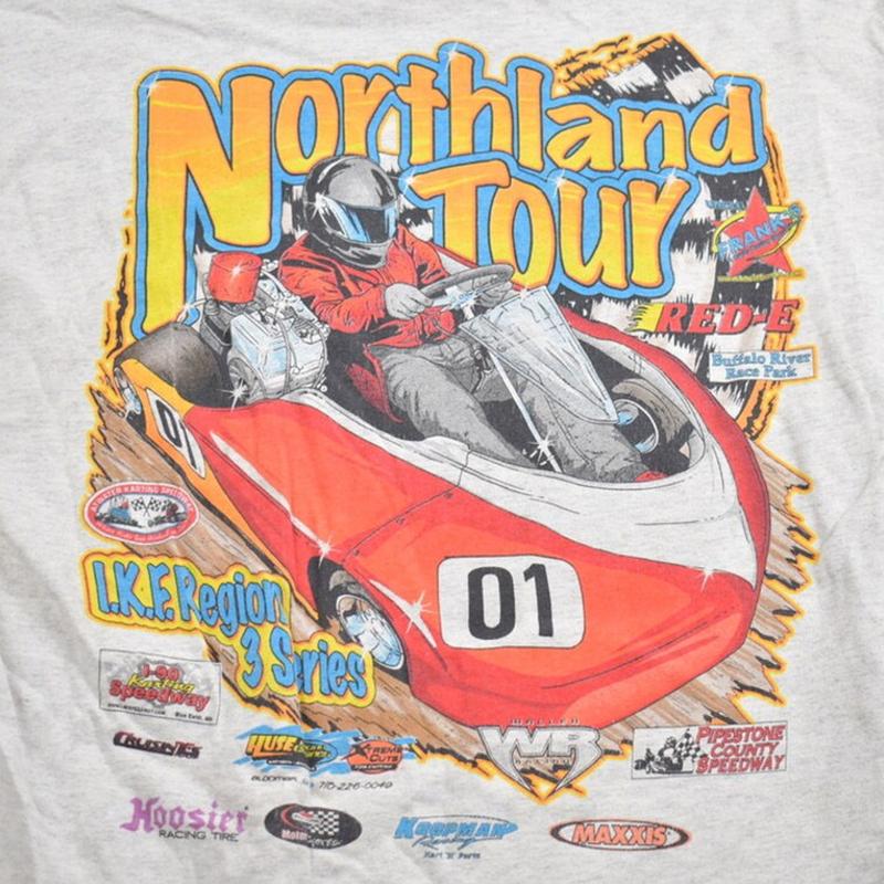 Vintage 1990s Northland Tour Racing Graphic T-Shirt Classic Cotton Menswear Top Embroidered Hoodie