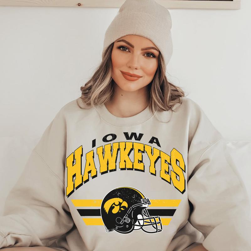 Vintage Iowa Hawkeyes Football Sweatshirt, NCAA Iowa Game Day Gifts, Women's Football Shirt, Trendy Hawkeyes Sweater, College Style Comfort HSW10