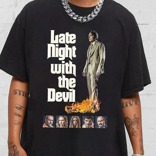 Late Night with the Devil 2024 Movie unisex T-Shirt Cotton Fabric