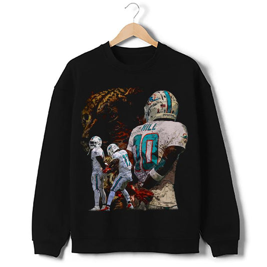 Tyreek Hill Graphic Sweatshirt Cheetah Football Hands Behind Back Celly TD Celebration Sweatshirt