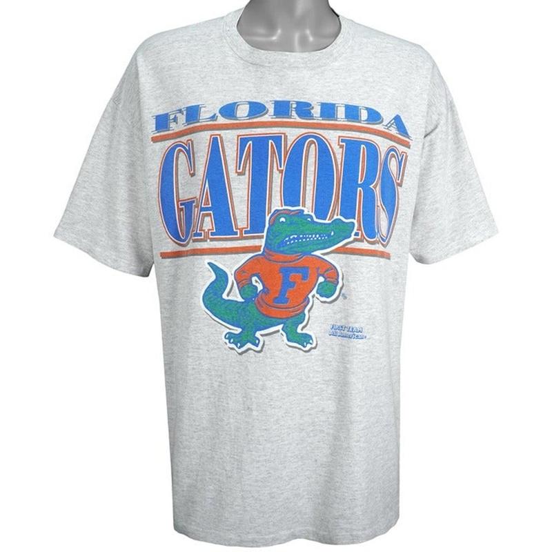 Florida Gators T-Shirt 1990s Vintage 100% Cotton Seamless Double-Needle 78 Collar Crew Neck Classic Fit