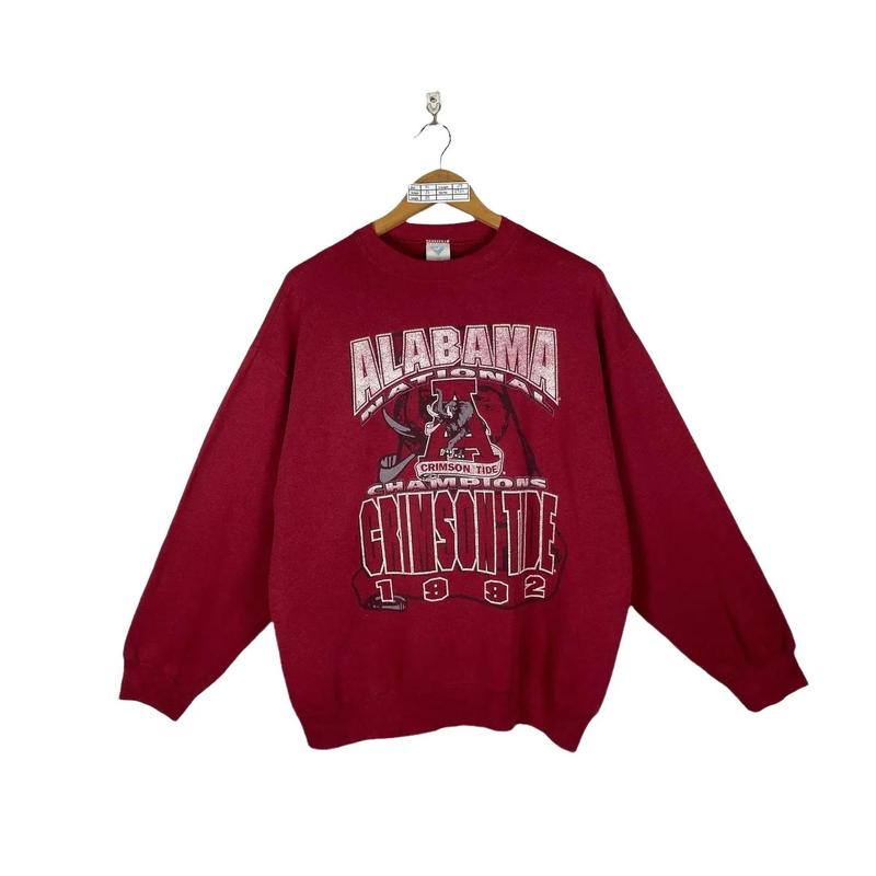 Alabama Crimson Tide Sweatshirt Vintage 90S University Of Alabama Crimson Tide Football Pullover Crewneck Cotton Menswear