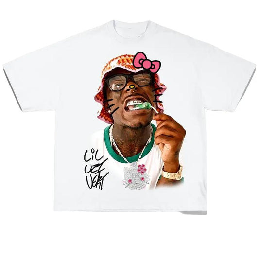 Kitty Lil Shirt Uziii Rap Tee Graphic Retro Vintage Y2k Fashion Cotton Menswear