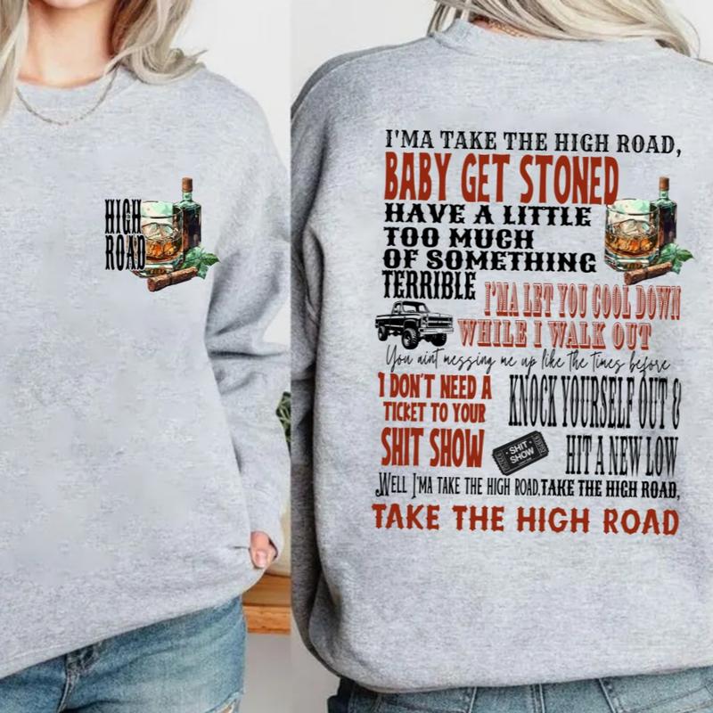 Take The High R0ad Both Sides Sweatshirt , K0e Western Vibes Shirt, Concert Outfit, Unisex Short Sleeve Crewneck Sweatshirt Womenswear